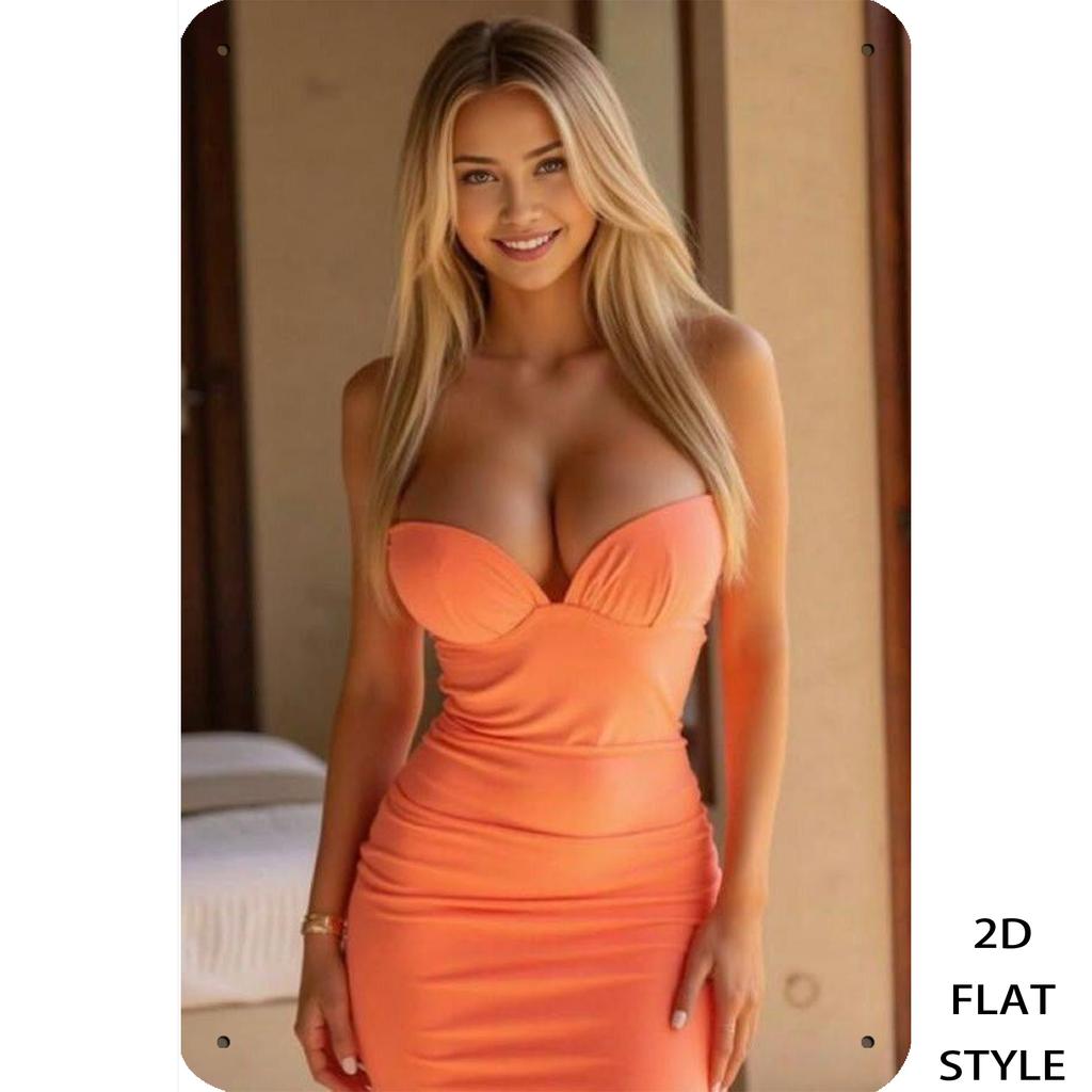 INSEASON Orange Blonde Woman Metal Wall Sign x Inch Halloween Christmas Decor for Home Bedroom Kitchen Bar Gift