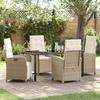 VidaXL 5-piece Garden Dining Set with Beige Synthetic Rattan Cushions 3380333