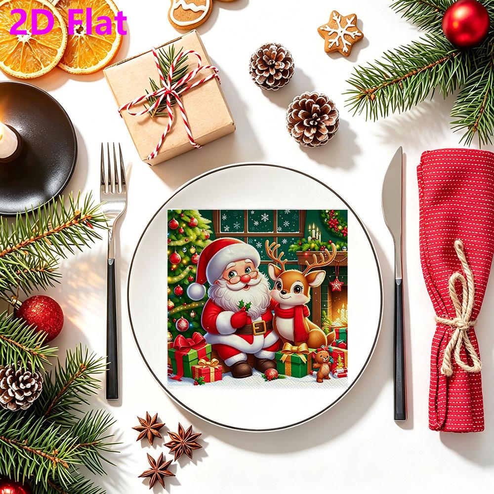 20pcs Disposable Napkins with The Elderly and Elk Pattern Print for Wedding,Parties,and Daily Use for Thanksgiving Fall Christmas Table Decoration