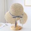 New sweet straw hat women's hand-woven split lace big brim sunshade sunscreen hat summer foldable beach hat