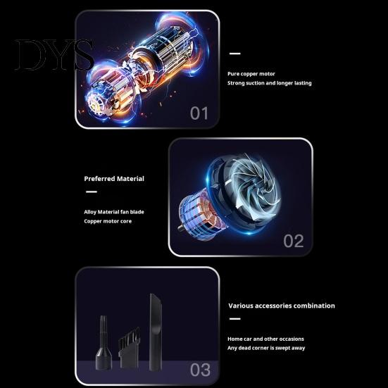 Vacuum Cleaner Cordless Powerful Suction Low Noise USB Rechargeable Car Pet Hair Dust Remover Straight-line Cleaning