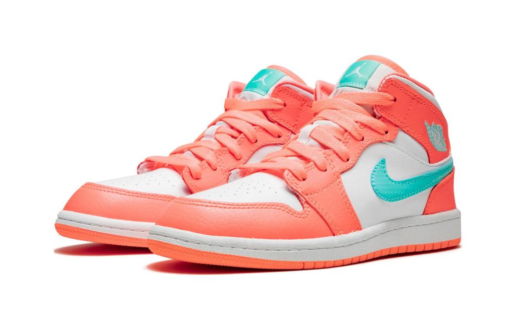 Jordan 1 Mid Crimson Pulse/Light Aqua-White 640737-814