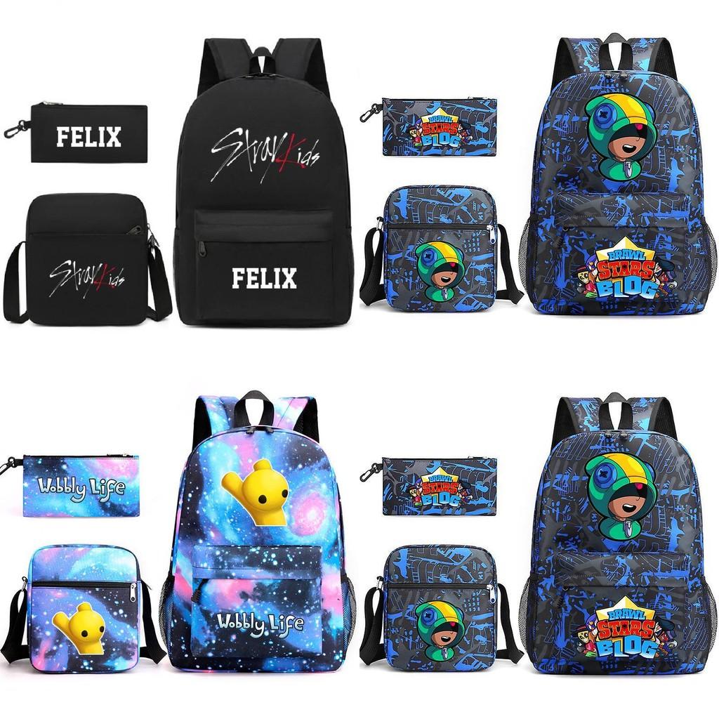 Stylish Mr Beast Lightning Cat Three Piece Bag Set Ideal For Kids In School Activities