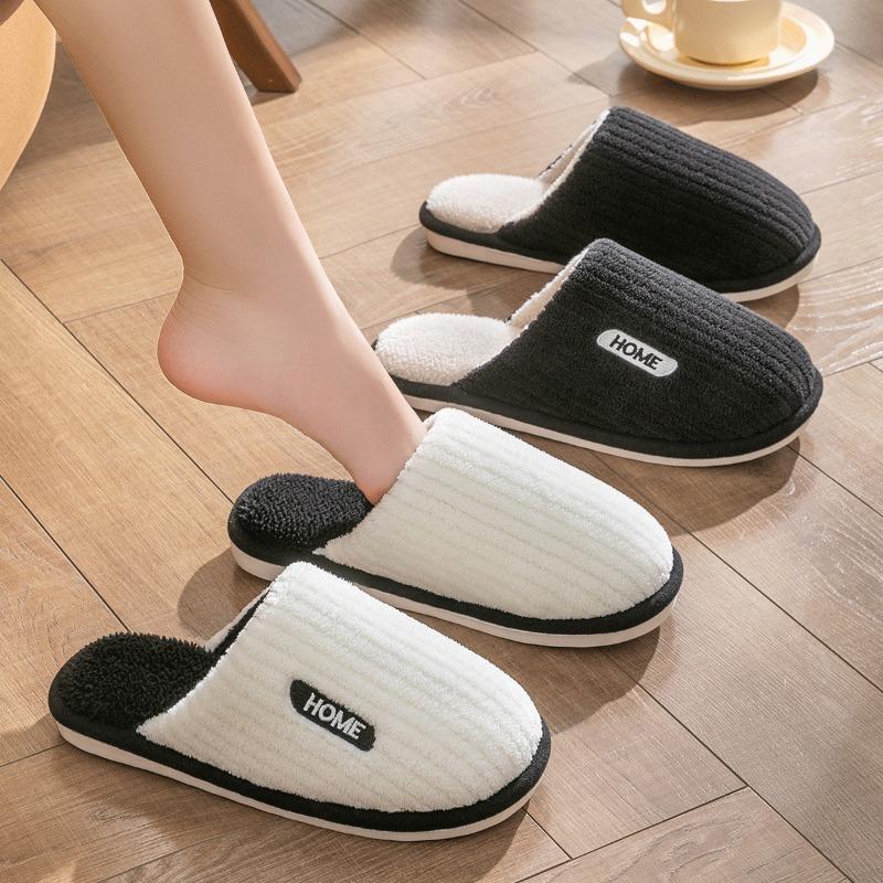 Cotton slippers men's autumn and winter new indoor home thick bottom non-slip warm plush cotton mop women's winter