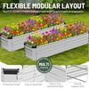 2 Pack 8x2x1FT Galvanized Metal Raised Garden Bed Kit for Vegetables Herbs Open-Bottom Large Ccity Outdoor Planter Box Gardenin