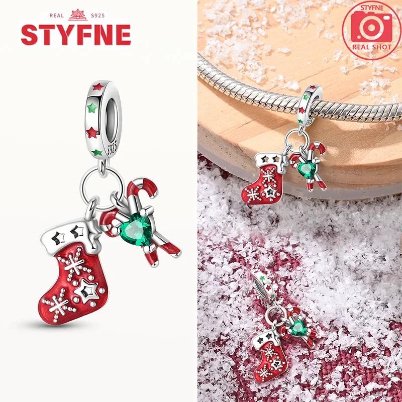 Coppersanta Claus Elk Socks Christmas Charms Beads Fit Original Bracelets Diy Party Jewelry Festival Fine Gifts For Women