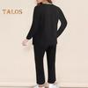 2 Pcs/Set Women Top Pants Set V Neck Long Sleeves Sweatshirt Elastic Waist Wide Leg Sweatpants Sport Outfit Autumn Casual Tracksuit