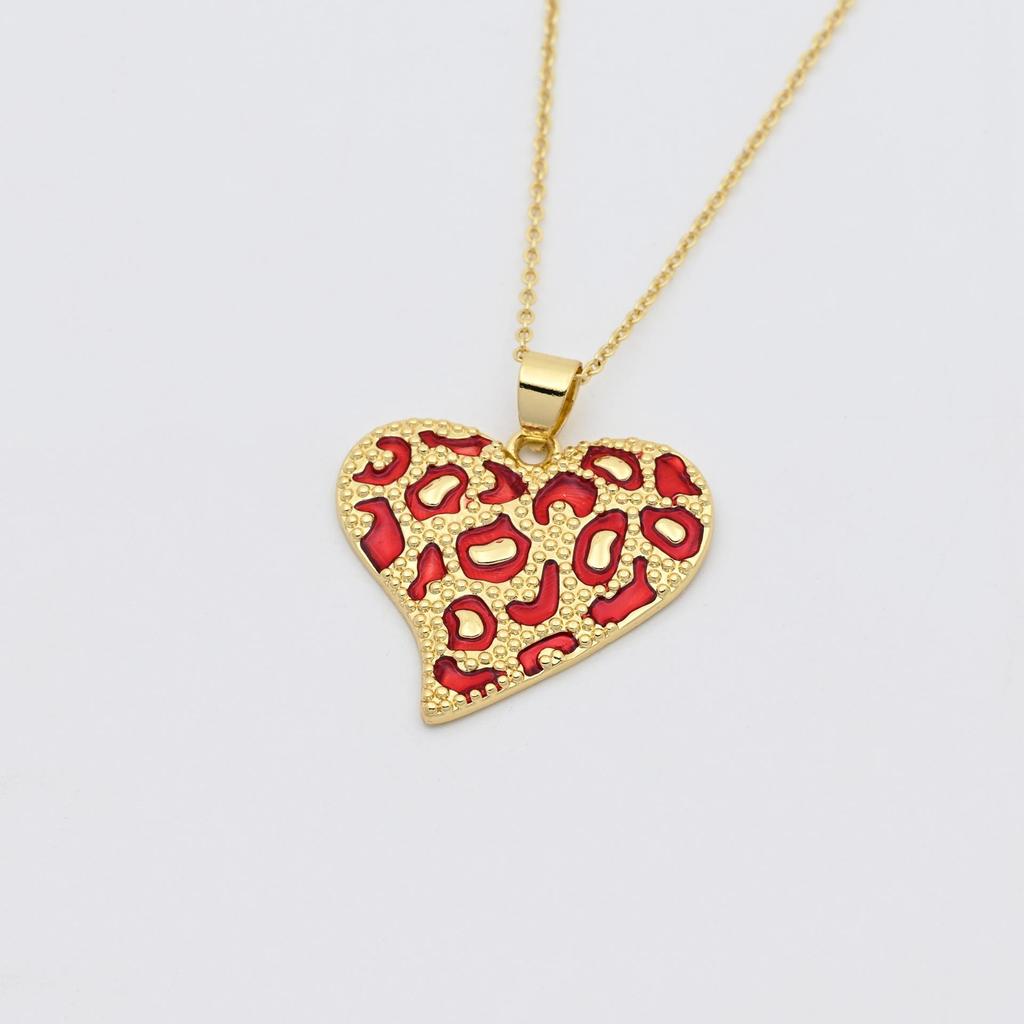 Collar con Colgante de Corazón de Esmalte de Cobre Bohemio para Mujer