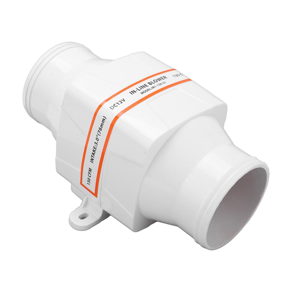 3in 12V Inline Bilge Air Blower Vent Fan 130CFM 4 Blades High Airflow for Marine Yachts Boats
