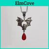 Gothic Halloween Necklace With Red Gemstone Geometric Pendant For Women