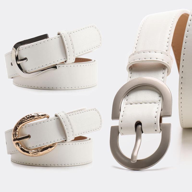 Simple Sophistication Pu Leather Belt With Metal Buckle For Fashionable Outfits