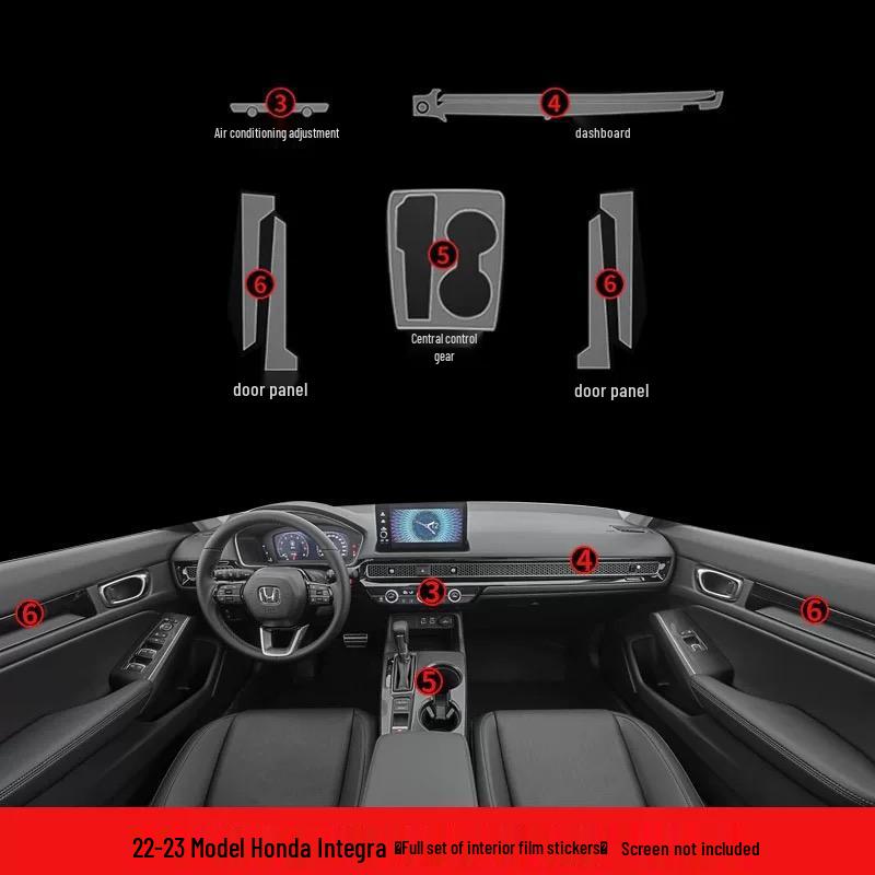 New Honda Integra Interior Protection Film: HD Center Console Screen & Gear Shift Decor.