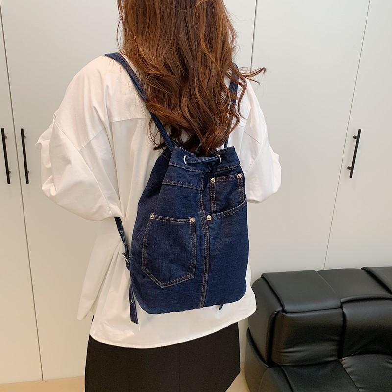 Multifunctional Denim Bag Women's Large Capacity Crossbody Bag Shoulder Class Commuter Backpack