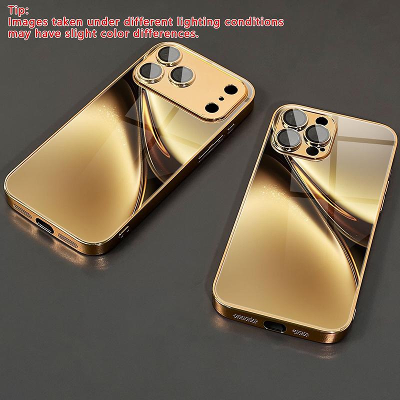Luxusní Zlatý Zjednodušený Abstraktní Kovový Lak Skleněné Pouzdro Na Telefon Pro iPhone 17 Pro Max 11 12 13 14 15 16 Plus 17 Air 16E Kryt