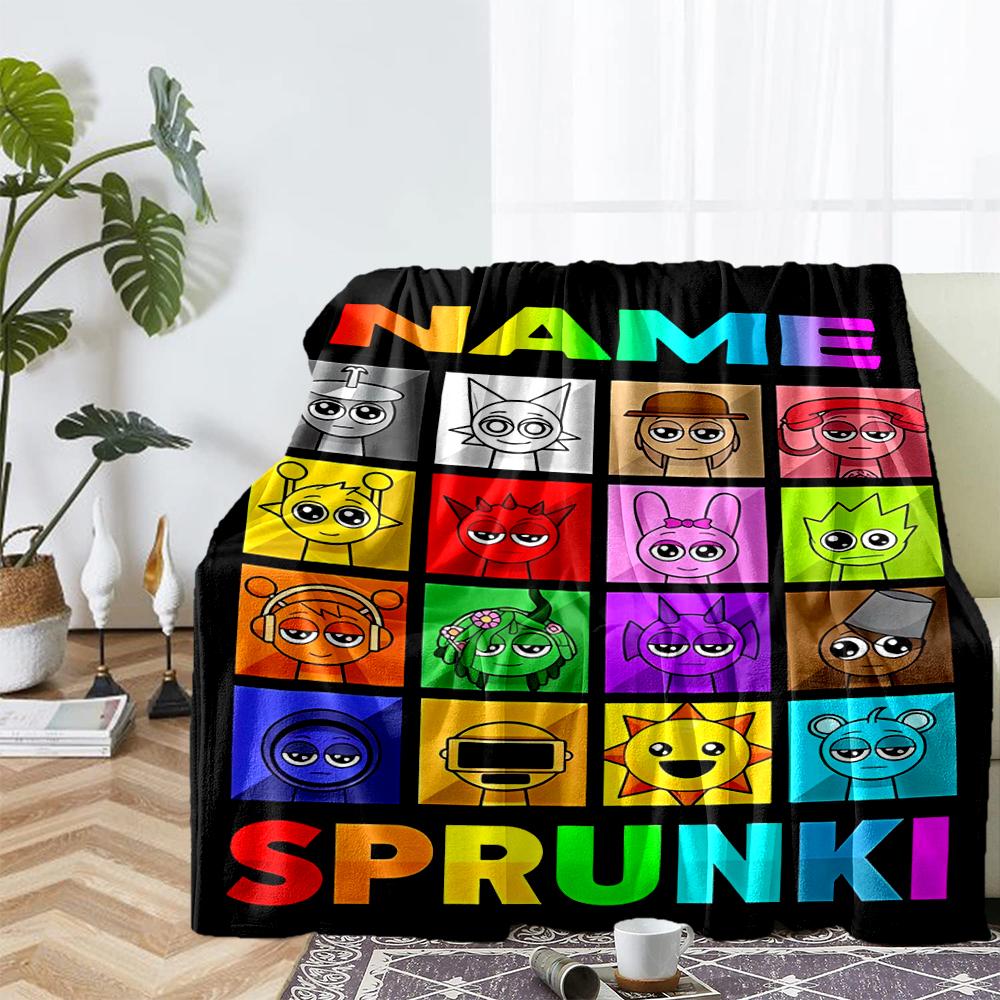 Custom Name Sprunki Theme Printed Blanket - Perfect for Couch, Bed, Travel & Outdoor Use | Machine Washable, Cozy & Durable.