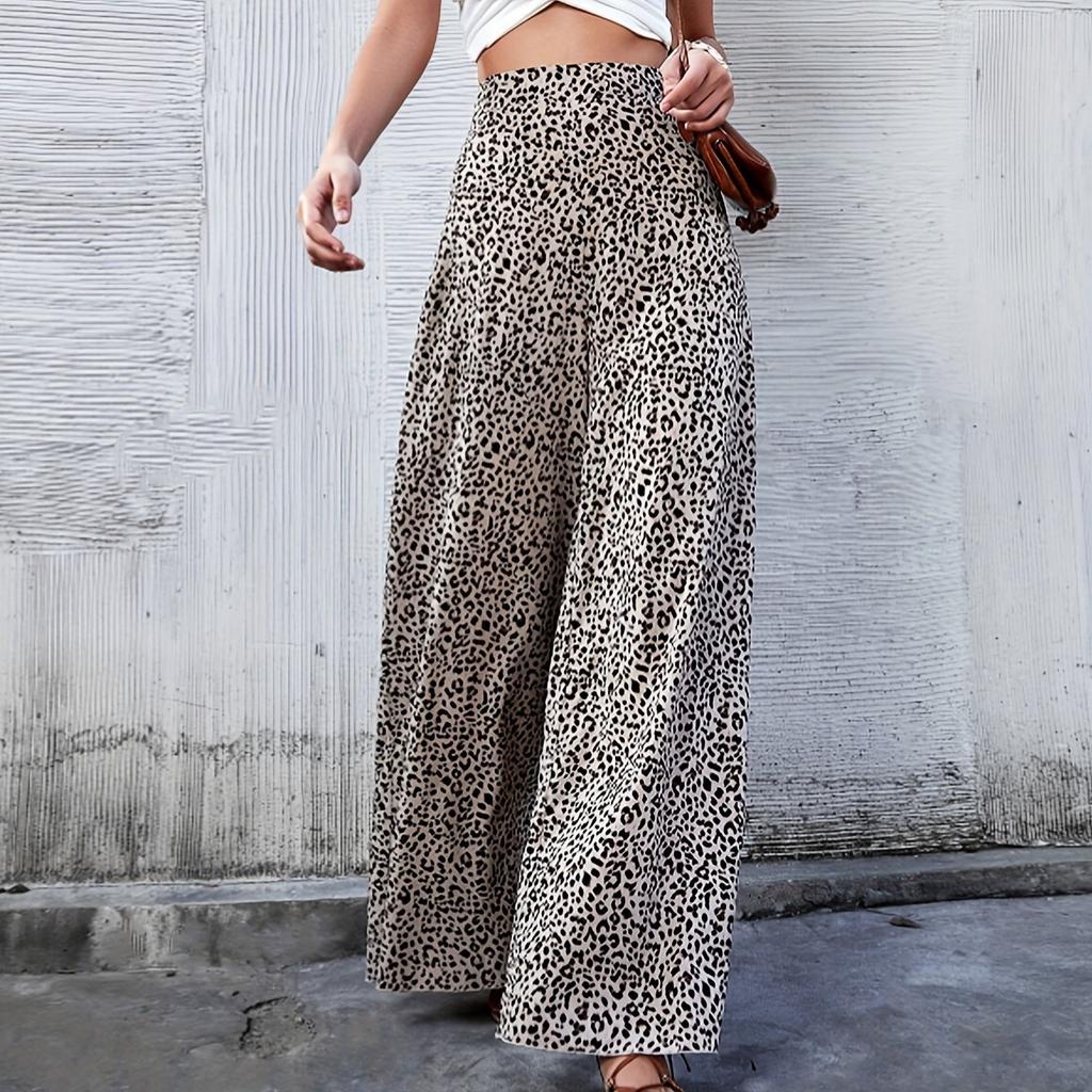 Spring Women's High Waist Trousers Casual Loose Leopard Printed Wide Leg Pants Party Streetwear Autumn Fashion Long Pants Female