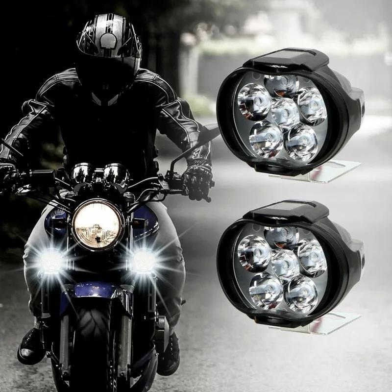 6LED Motorcycle Headlight High Brightness Auxiliary Spotlights Scooters IP65 Waterproof Modified Light Bulbs Headlight Switch