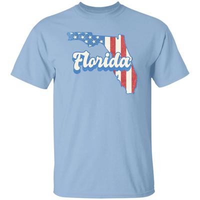 Florida US Flag Unisex T-Shirt American Patriotic Florida State Tee White Blue
