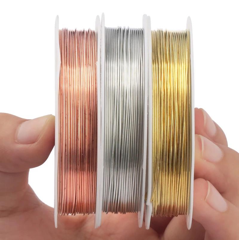 0.2-1mm zilver/goud/roségoud koperdraad voor Armband Ketting DIY Kleurvast Kralendraad Sieradenkoord String voor Knutselen
