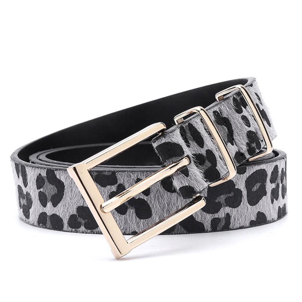Metal Buckle Leopard Print Belt Y2K Punk Waistband Fashion PU Leather Waist Belt Female/Girls