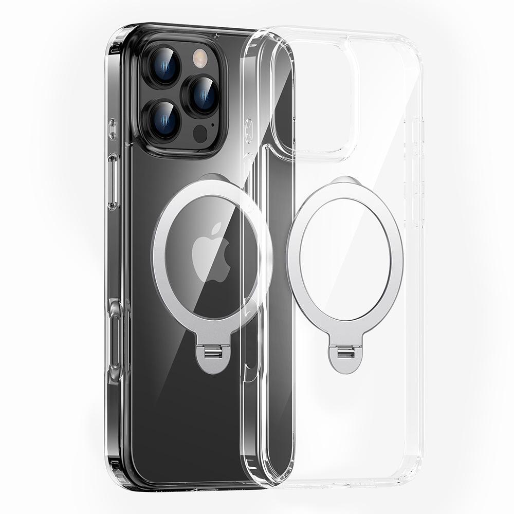 

For Apple 15promax Rotating Magnetic Fulcrum Case 13 Suitable for 14 Simple for Iphone16 Transparent Bracket Mobile Phone Case For iphone13promax