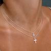 Stainless Steel Gold Color Cross Pendant Necklaces For Women Fashion Metal Double-layer Chain Necklace Zircon Gift