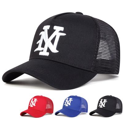 Unisex Buchstaben Kreuz Stickerei Verstellbare Hip Hop Baseballkappe Atmungsaktives Mesh Sonnenhüte Frühling Sommer Outdoor Sport Reisen für Damen Herren