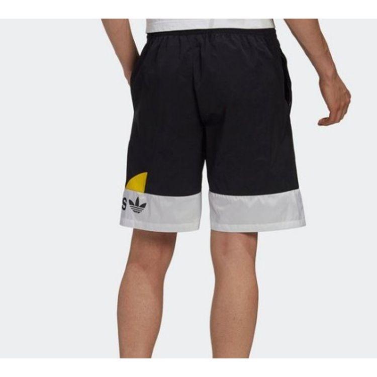 Adidas Originals Trefoil Tri-Color Logo Print Spliced Sports Casual Shorts Men Bottoms Black GJ6720