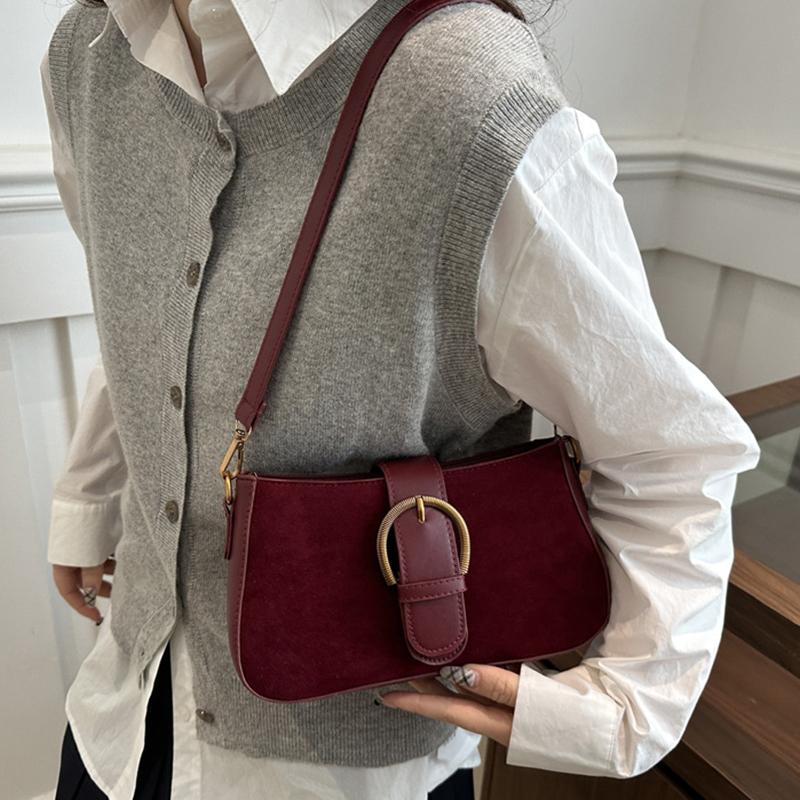 Høst og Vinter Dame Lett Ensfarget Liten Skulderveske Chic PU Lær Gullfarget Maskinvare Firkantet Underarmsveske