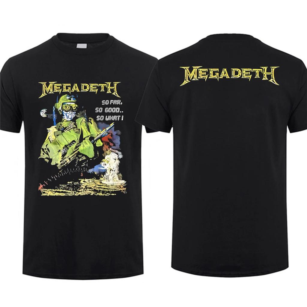 Streetwear T Shirt MEGADETH Rock Print Cotton Tee Short Sleeve Men's T Shirt Hip Hop Vintage Rock Fans Clothing Tops