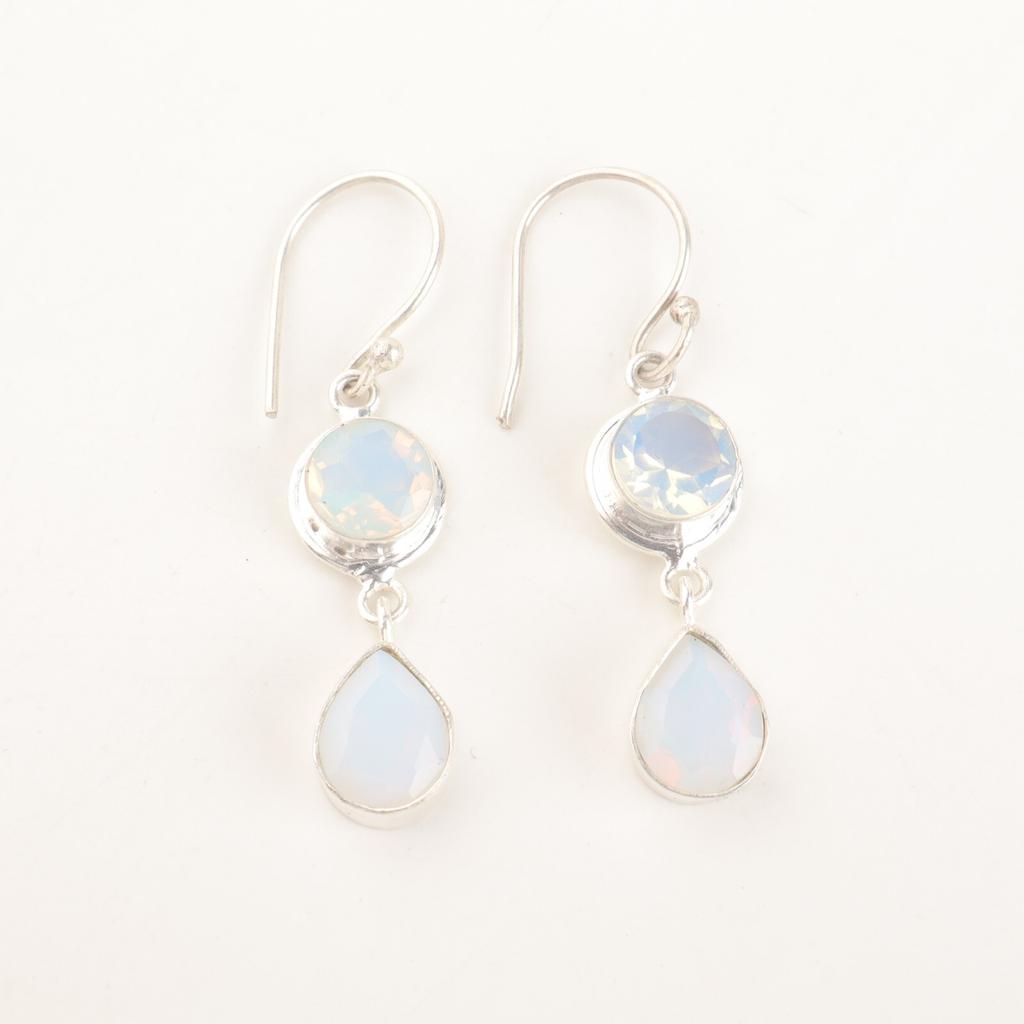 Natural Milky Opal 925 Sterling Silver Drop Dangle Friend Gift Earrings Jewelry EE-142-18