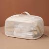 Solid Color Mesh Cosmetic Bag Large Capacity Pillow Makeup Pouch Transparent Makeup Bag  Lady