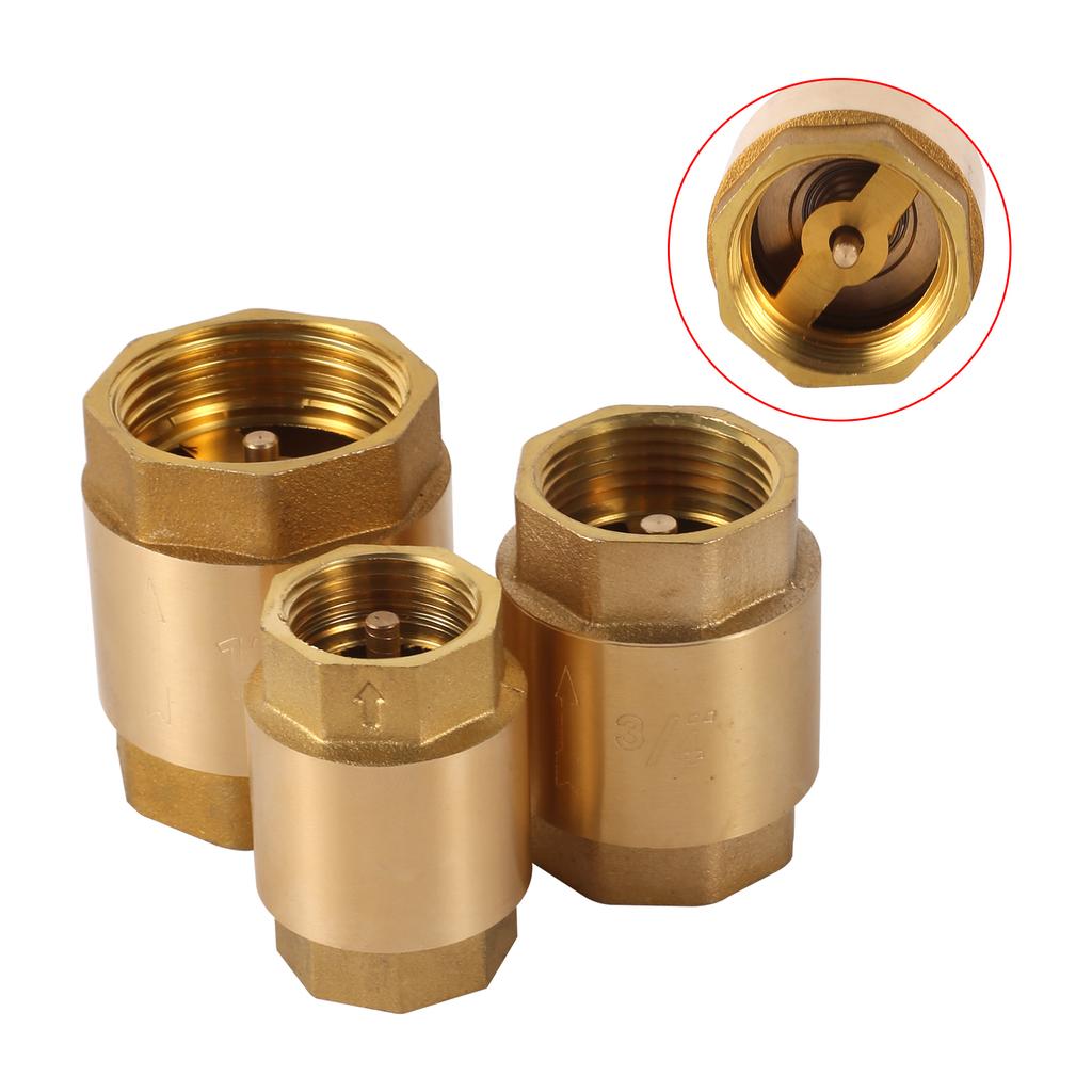 1/2" 3/4" 1" Female Thread Brass Vertical Lift Spring Check Valve One Way Non-return Valve Water Gas Oil Control Devices Valve