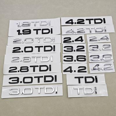 3D ABS Car Logo 1.9 2.0 2.8 3.0 4.2 TDI 3.6 Sticker Trunk Emblem Rear Badge For A3 A4 A5 A6 A7 A8 Q3 Q5 Q7 Q8 Accessroies