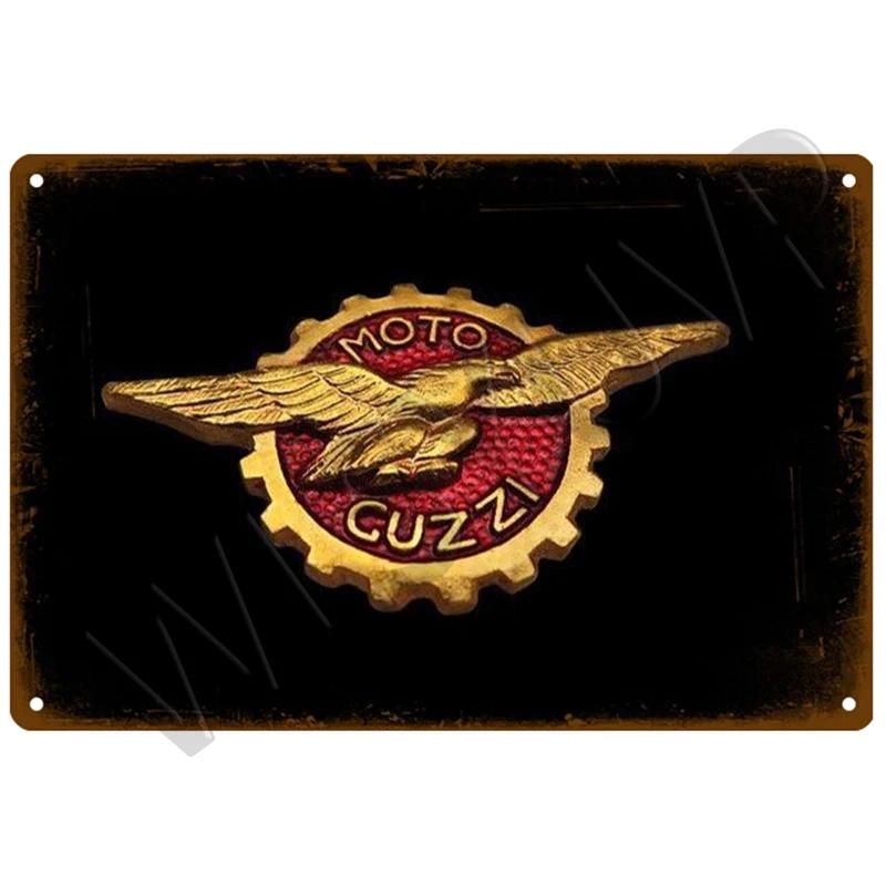 Moto Guzzi Old Man Plaque Metal Vintage Tin Sign Shabby Chic Decor Metal Signs Vintage Bar Decoration Metal Poster Metal Plate