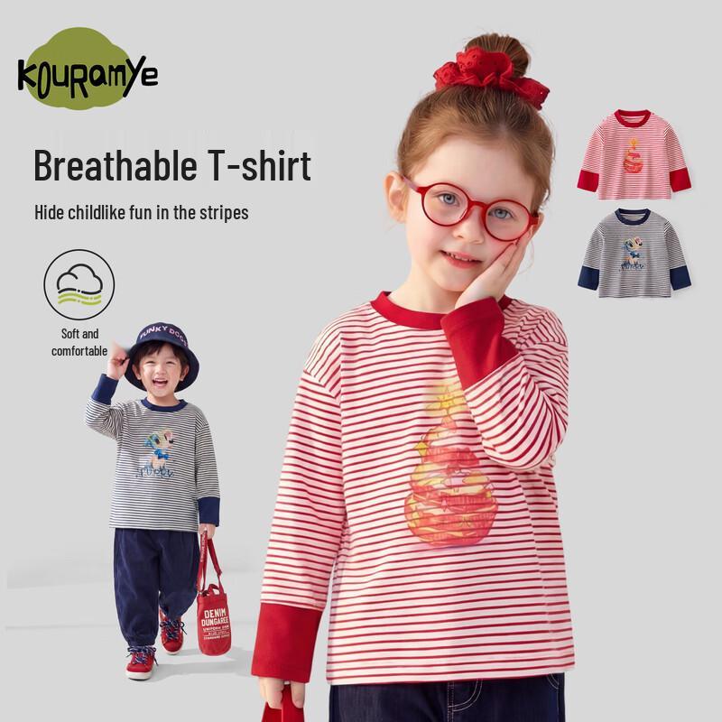 KuWaMi Kids Unisex Striped Long-Sleeve Cotton Top 100