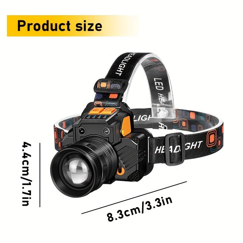 Rechargeable LED Headlights 3 Lighting Modes Adjustable Focal Length USB Suitable for Camping, Hunting, Fishing, Hiking, and Outdoor Exploration