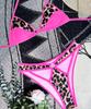 Dámské plavky Colorblock Leopardí potisk Ohlávka Sexy Bikiny Vystřihovánka Tanga Brazilské plážové oblečení Plavky