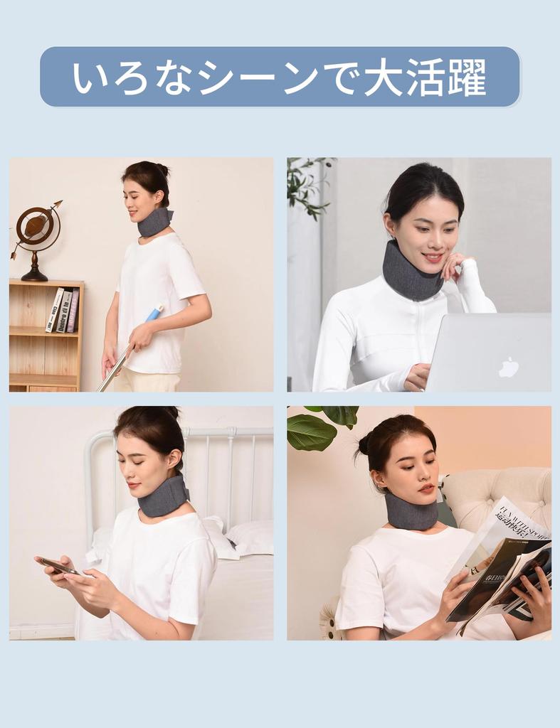 POWBRACE Neck Cervical Soft Neck Support for Home Washable Dull XL Support, Corset, Sleeping, Use, Work, Cover, Unisex, Gray,