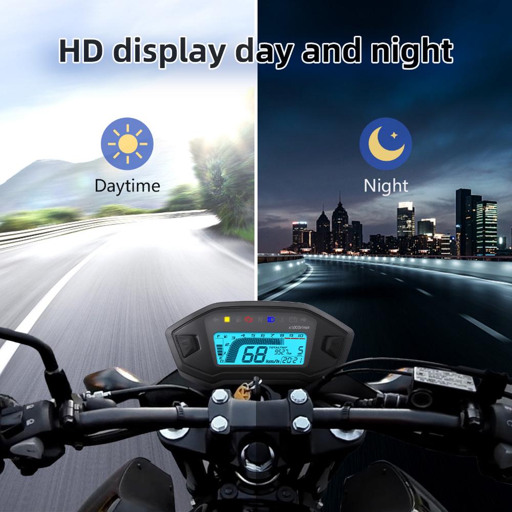 Universal Motorrad Digital Tachometer Drehzahlmesser Dashboard 10000 RPM Instrument Panel Meter LED Display Für 1,2,4 Zylinder
