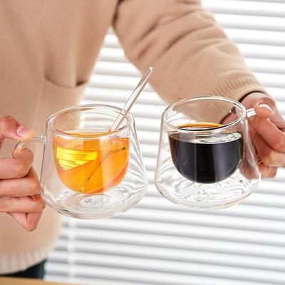 Tazza in Vetro Isolato a Doppio Strato con Manico - Resistente alle Alte Temperature e Trasparente per Tè al Latte e Caffè