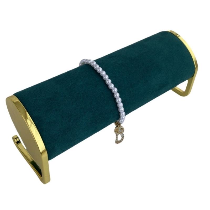 Elegant Bracelet Jewelry Display Stand Delicate Long Plush Jewelry Display for Watches and Bangles with Metal Support