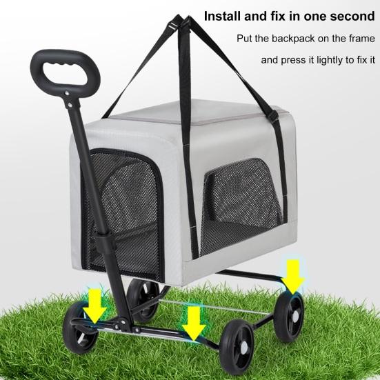 Köpek Pusetli 4 Tekerlekli Evcil Hayvan Pusetli 360° Dönebilen Geri Çekilebilir Saplı Havalandırmalı