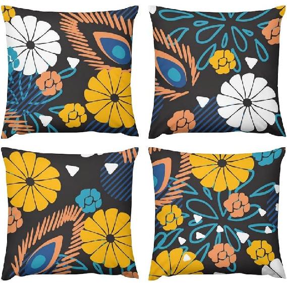 

Pack of 4 Summer Owls Branch Vintage Decorative Throw Pillow Covers 18 x 18, Soft Square Cushion Case Pillow Cases Set for Farmhouse Home Couch Sofa 16 x 16 (Pack of 4)