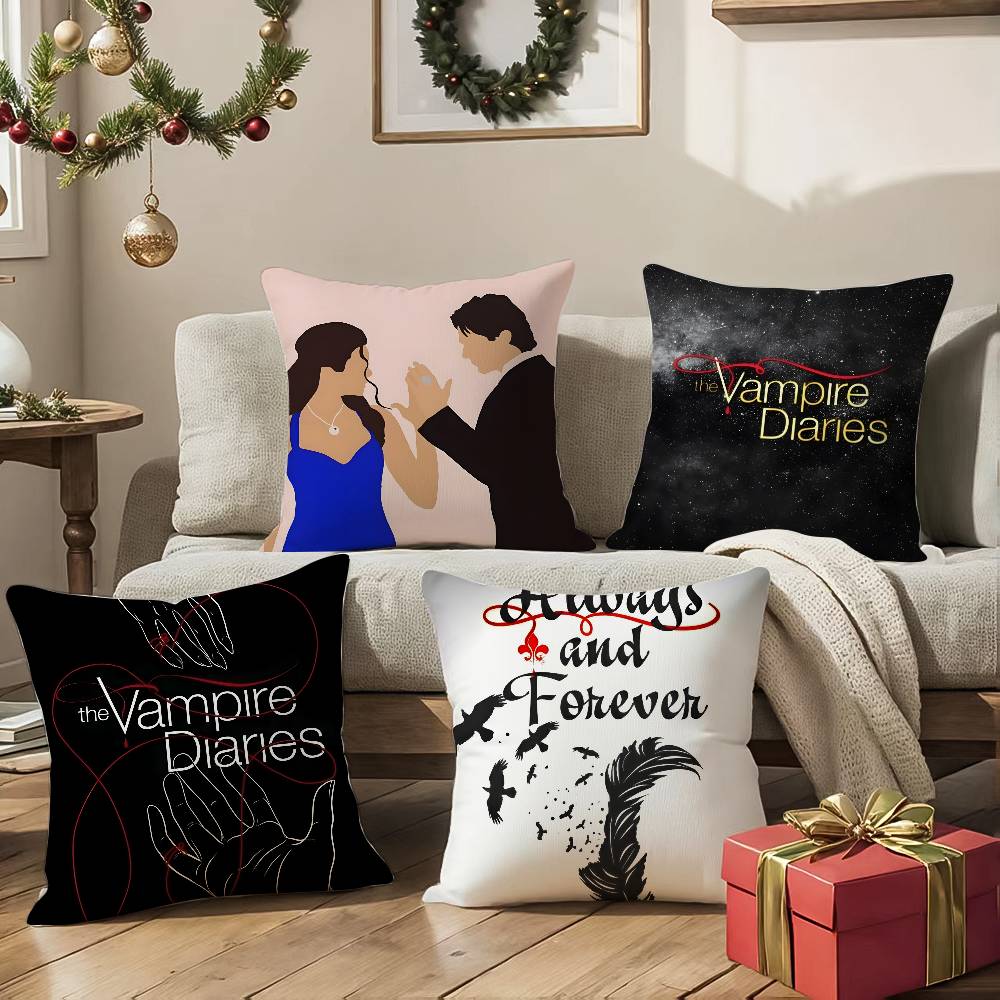 Film The Vampire Diaries-D Kuddfodral Silkeslent elegant Bekväm Soffsäng Osynlig dragkedja Strandkuddfodral