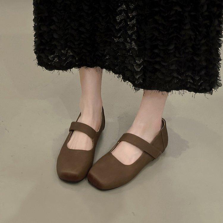 

[youshilai] Французские балетки с простой пряжкой и квадратным носком, новинка осени 2025 года, туфли Мэри Джейн женские 39