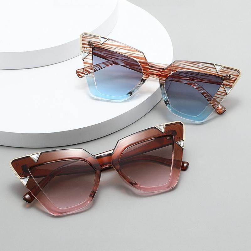 New Oversized Cat-Eye Sunglasses Women's INS Style Fashionable Diamond-Studded Shades Outdoor UV-Protective Eyeglasses