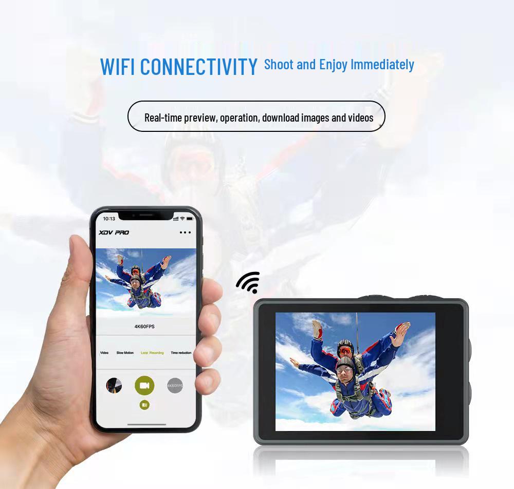 5K Dual Screen HD Sports Camera - Waterproof, Remote Control, Wireless Mic, Photo & Video VLOG Recording.