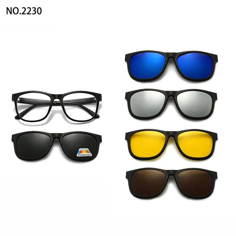 6 In 1 Custom Men Optical Magnetic Sunglasses Magnet Clip On Sunglasses Polaroid Clip On Sun Glasses