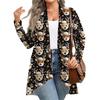 Women's Fall And Winter Fashion Casual Print Long Sleeve Mid-Length Cardigan Jacket